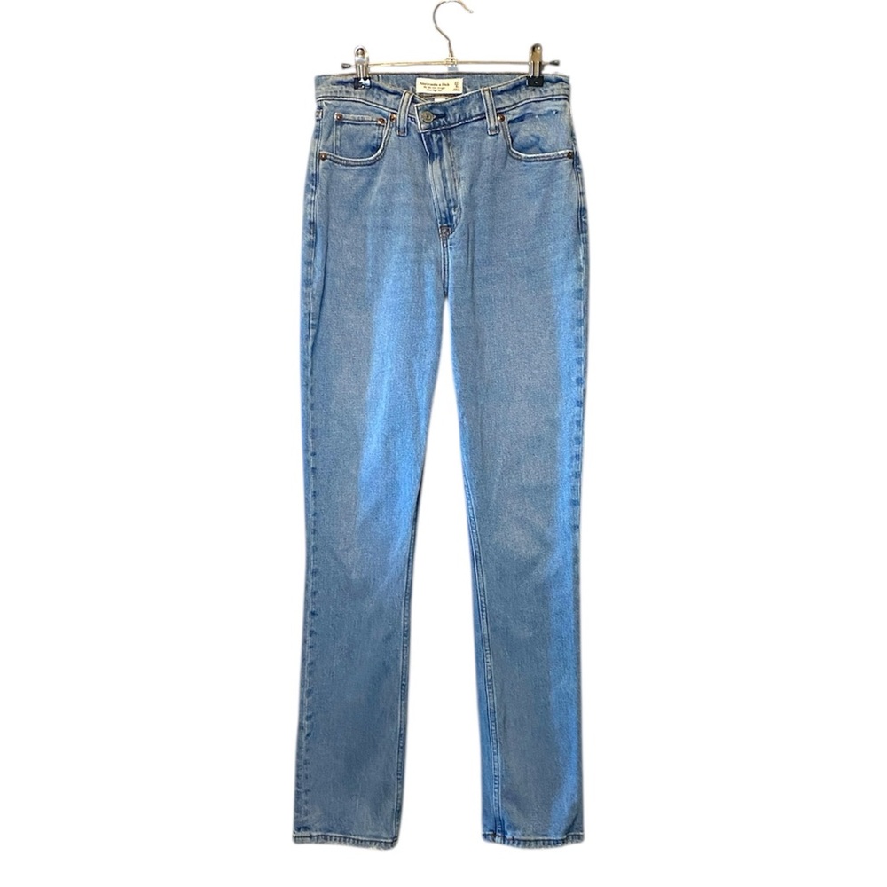 Abercrombie 90s Slim Straight Ultra High Rise Jeans 27 4R Curve Love Offset Zip